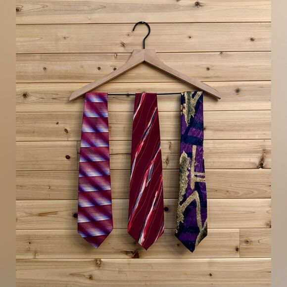 Bundle Of 3 Men’s Silk Ties Hardy Amies Martin Wong Robert Daskal - Picture 1 of 15